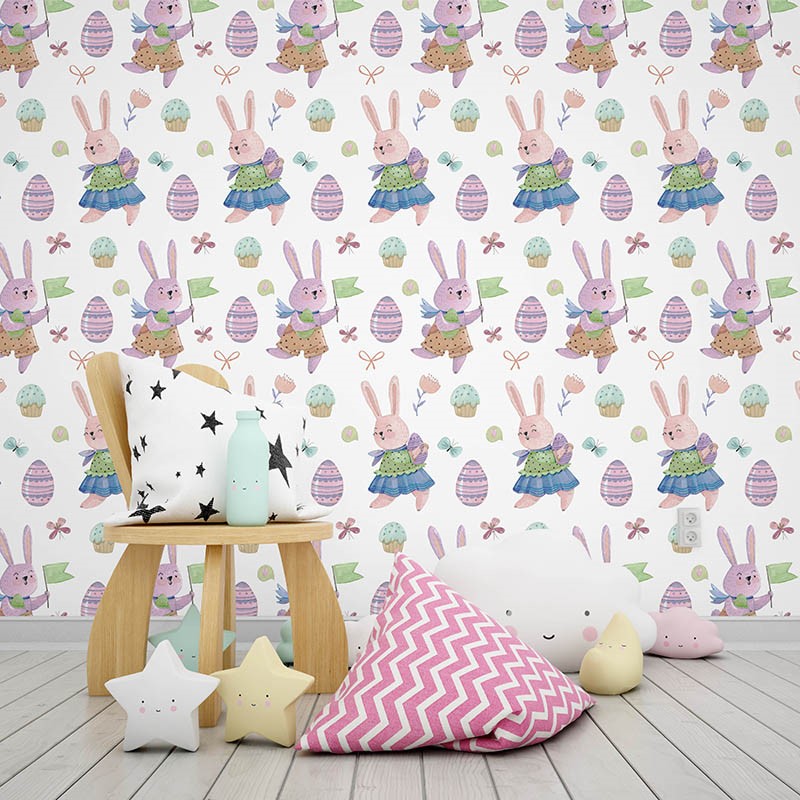 Tavşanlı Çocuk Odası Duvar Kağıdı