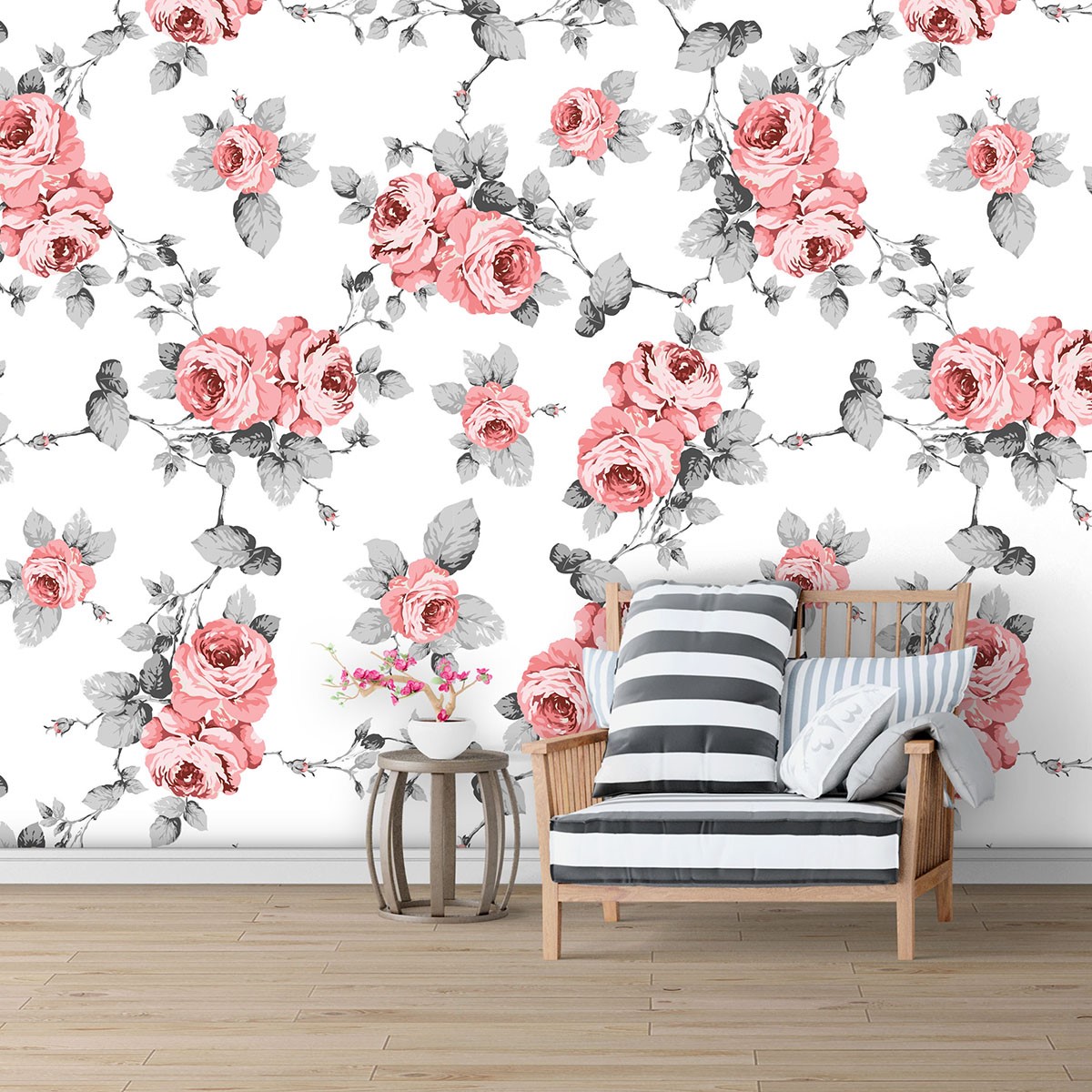 Romantik Pembe Çiçekler - Duvar Kağıdı